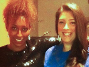 caption: At left, Yennie Neal-Achigbu (left) and Jamie Olivieri in 1998 and at right, in 2012.