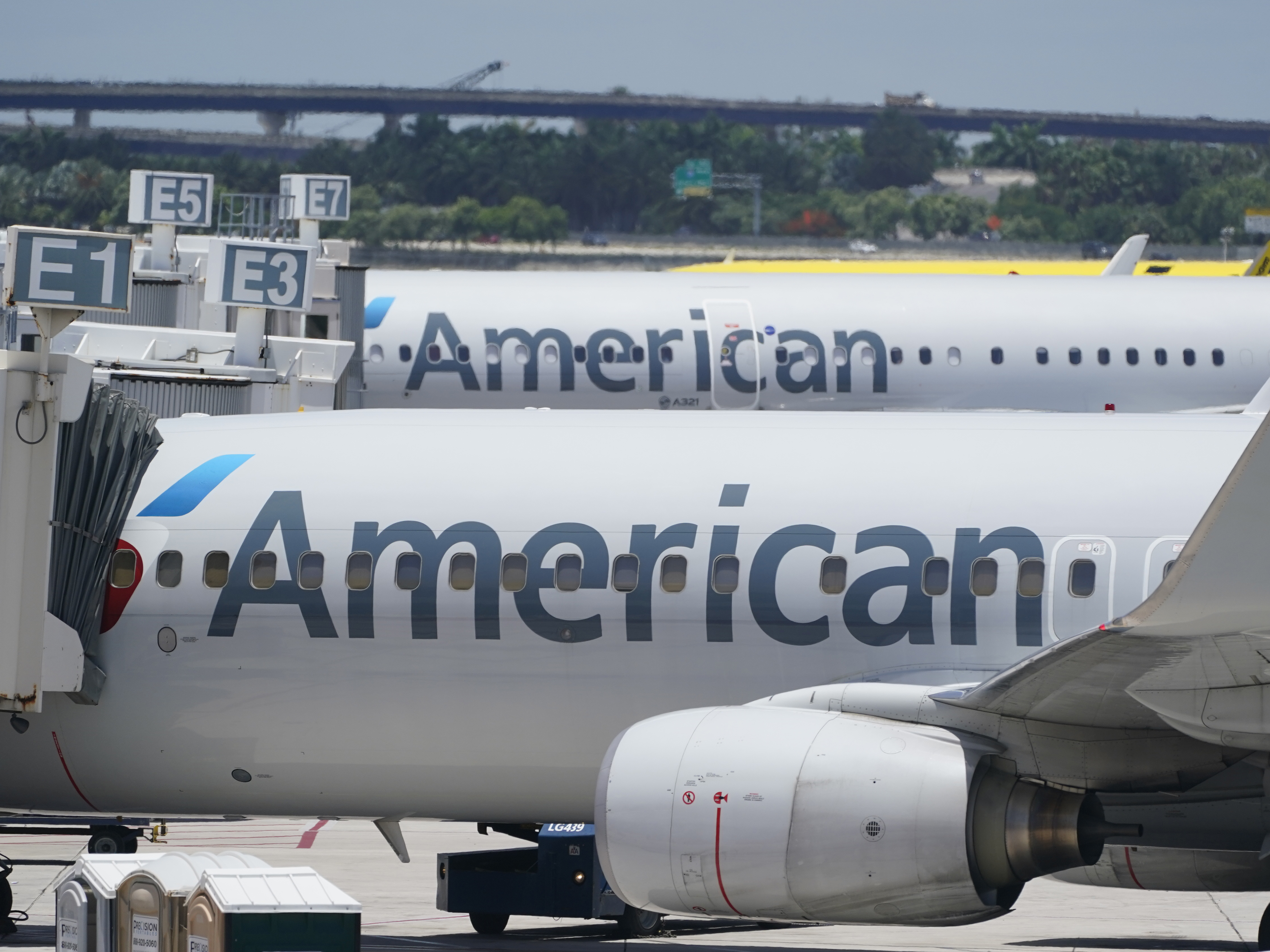 caption: Two American Airlines Boeing 737s are shown at the Fort Lauderdale-Hollywood International Airport in Fort Lauderdale, Fla., in 2022. Hackers gained access to personal information of some customers and employees at American Airlines.