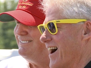 caption: Former Presidents Bill Clinton and Donald Trump were friendly with and traveled with Jeffrey Epstein during years when he allegedly victimized women. Both say they had no knowledge of Epstein's behavior. One alleged victim says Epstein's powerful acquaintances "had to be blind" not to know.