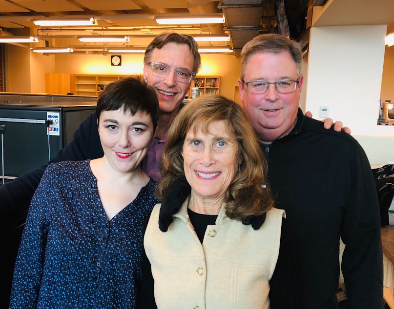 caption: Erica C. Barnett, Bill Radke, Joni Balter and Chris Vance on the Week in Review, December 14, 2018.