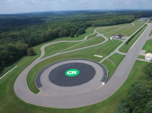 caption: An aerial view of Consumer Reports' testing track in Connecticut.