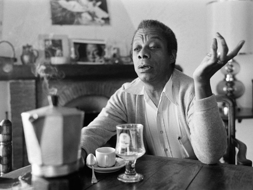 caption: James Baldwin, circa 1979.