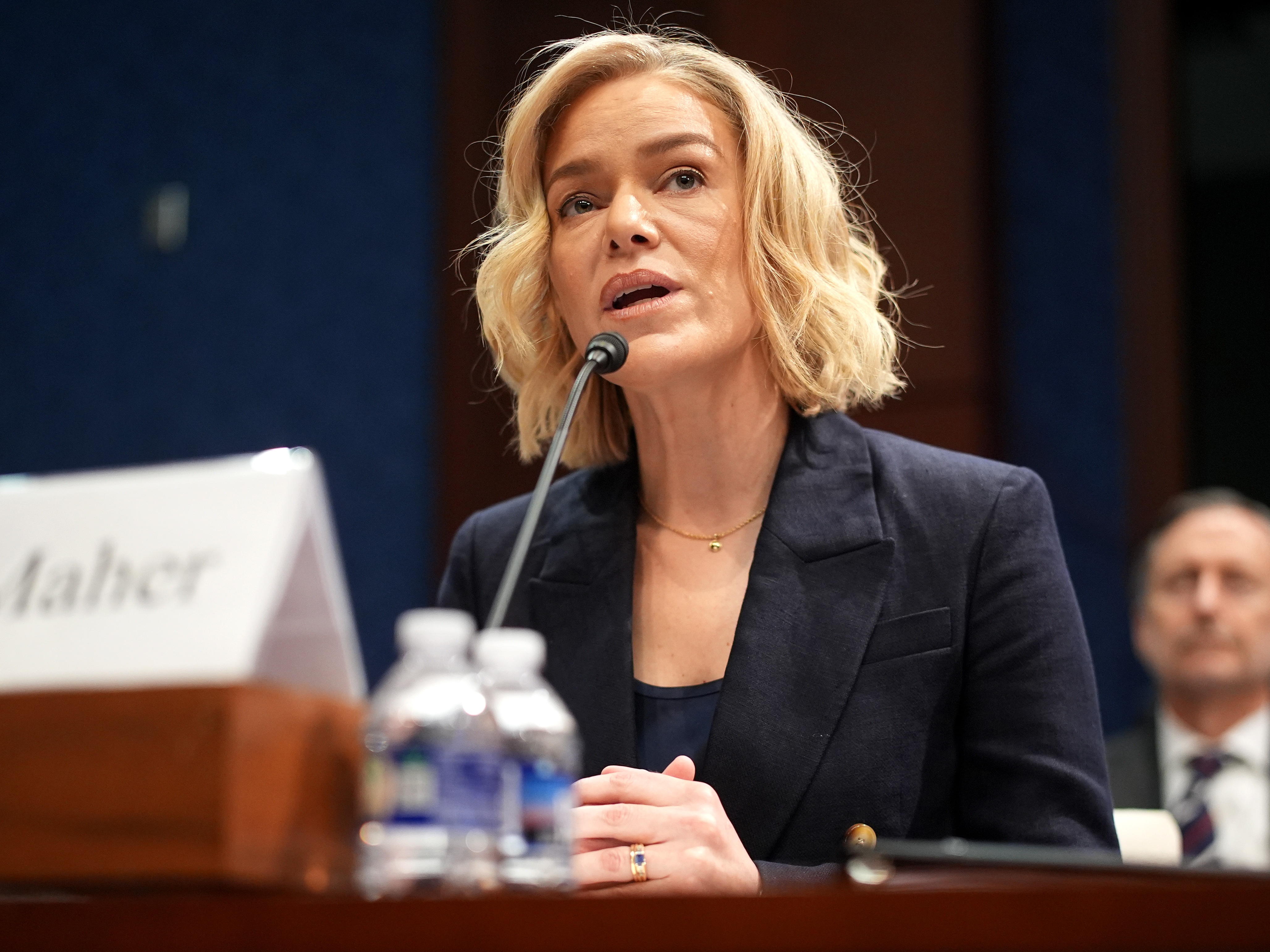caption: President and CEO of National Public Radio Katherine Maher testified during a House Oversight and Government Reform Committee hearing at the U.S. Capitol on March 26, 2025 in Washington, DC.