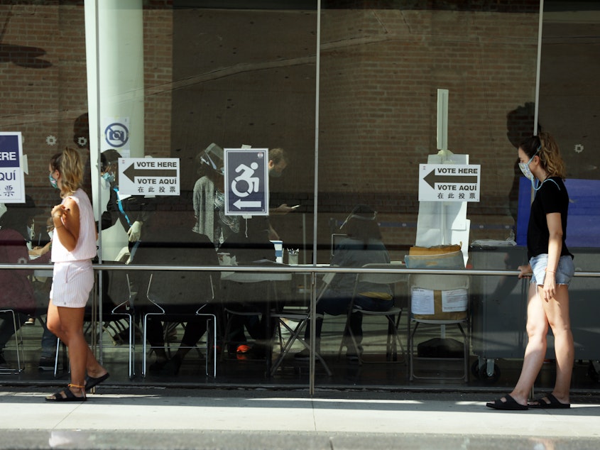 caption: Voters in New York City last month during the state's primary elections. With about 100 days until Nov. 3, election officials face a variety of challenges pulling off this year's election.