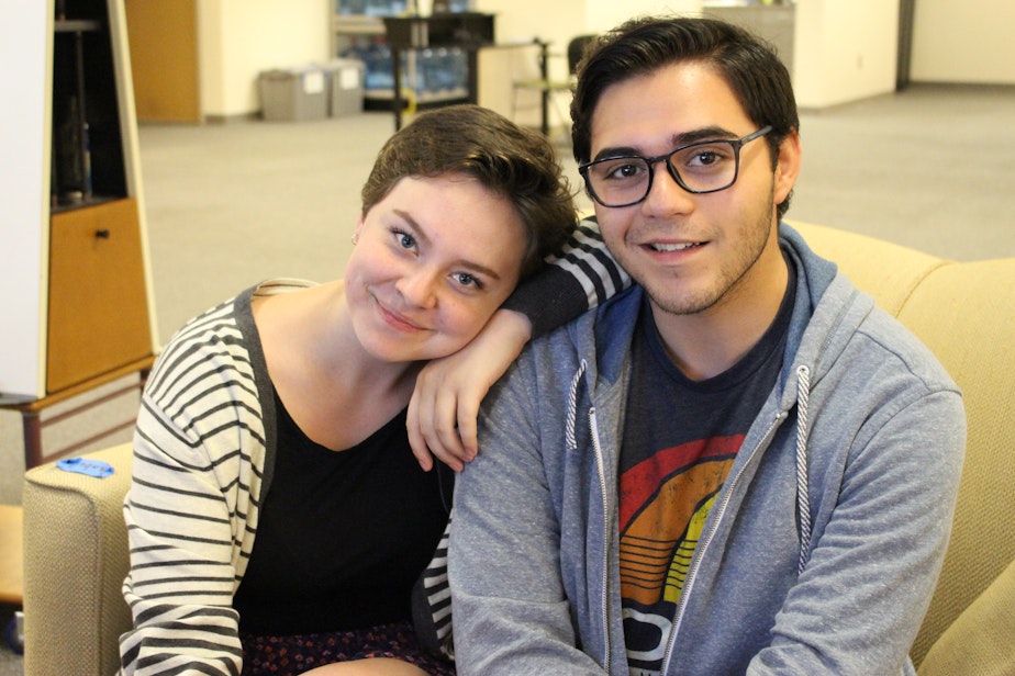 caption: Izzy (L) and Diego Villarroel (R) are both children of the children of the Latin diaspora.