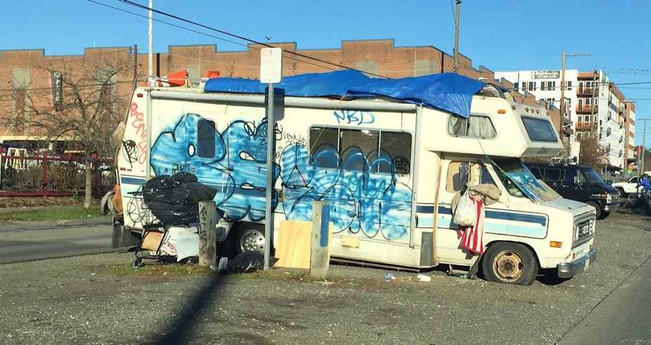 caption: An RV in Ballard reported to Seattle's Find It, Fix It app in 2016. 