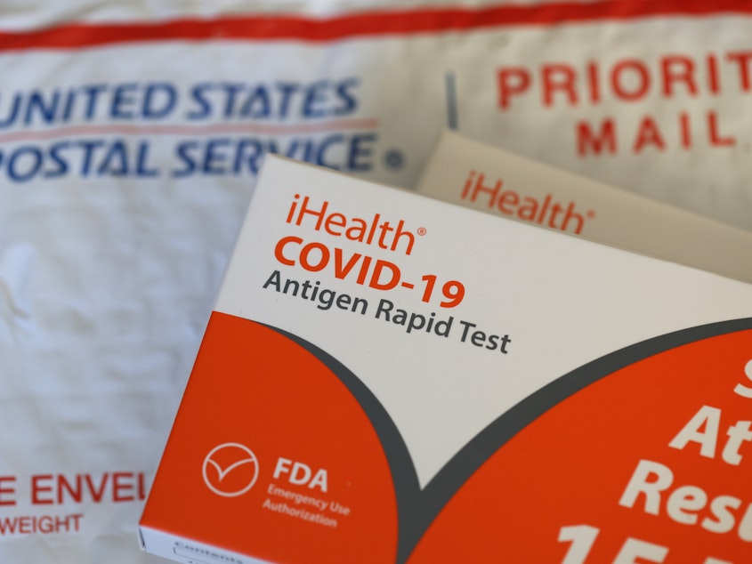 caption: Households can order four free COVID tests on COVIDtests.gov starting on Thursday. They'll begin shipping by mail next week.