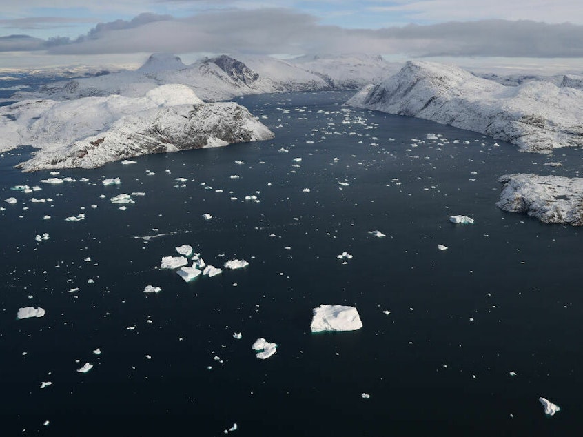 caption: As the planet heats up, Greenland's ice sheet is pouring more meltwater into the Atlantic. Scientists are tracking whether this could cause a collapse in a crucial ocean current.