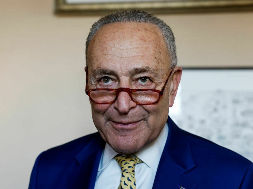 caption: Senate Majority Leader Chuck Schumer, D-N.Y., pictured on Wednesday at the Capitol, says the Senate is moving forward with a vote on the $1.7 trillion spending package.