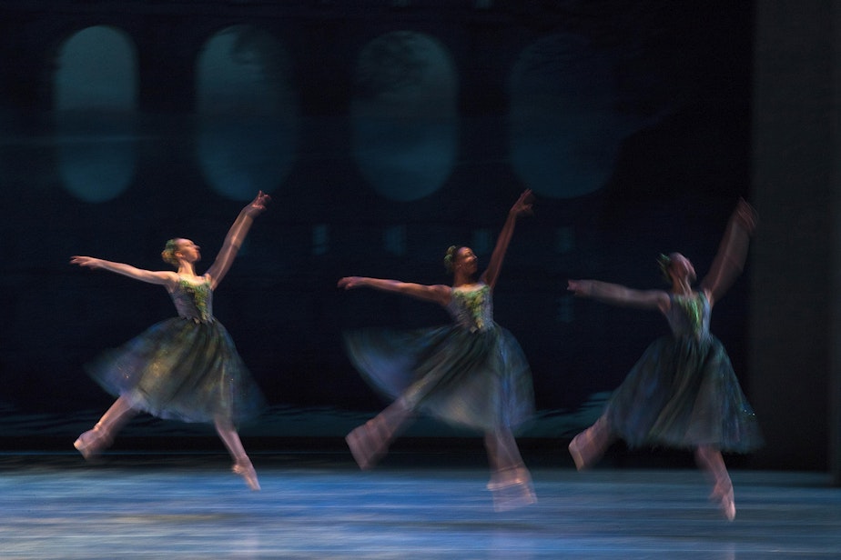 caption: Dancers perform in the first act of Cinderella during a dress rehearsal on Thursday, January 30, 2019, at McCaw Hall in Seattle.