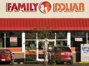 caption: The Family Dollar logo is centered above one of its variety stores in Canton, Miss., Thursday, Nov. 12, 2020. More than 1,000 rodents were found inside a Family Dollar distribution facility in Arkansas, the U.S. Food and Drug Administration announced Friday, Feb. 18, 2022 as the chain issued a voluntary recall affecting items purchased from hundreds of stores in the South.