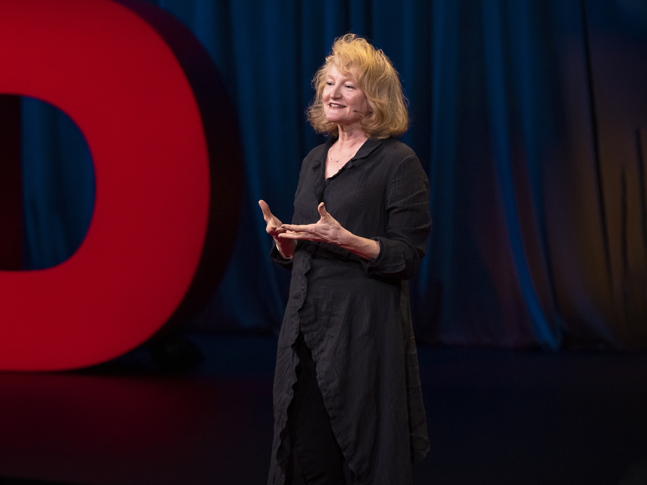 caption: Krista Tippett speaks at SESSION 12 at TED2023: Possibility. April 17-21, 2023, Vancouver, BC, Canada. Photo: Gilberto Tadday / TED