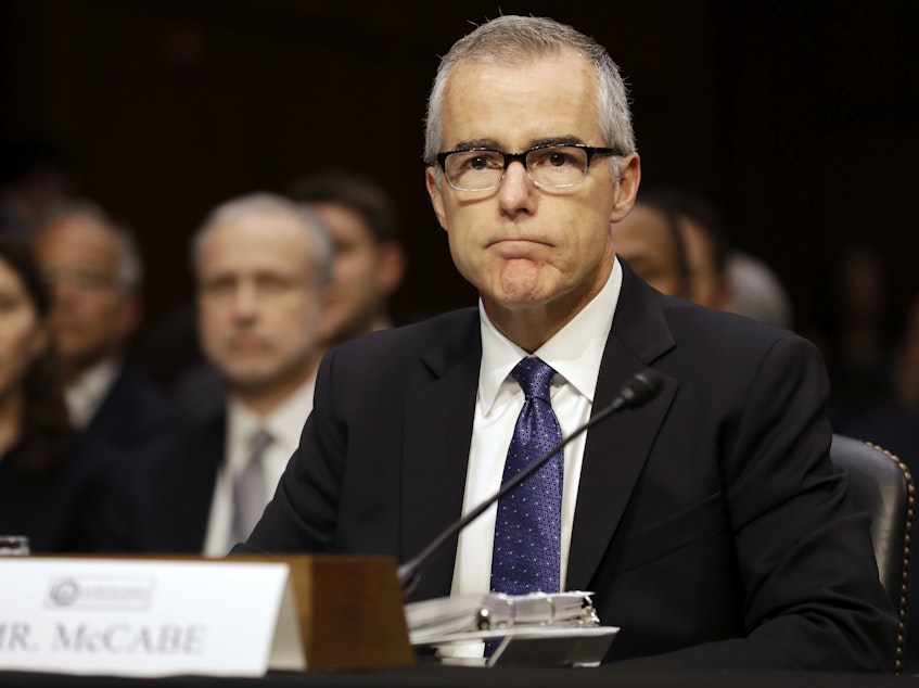 caption: Andrew McCabe, shown here in 2017, was fired in 2018 by the Trump administration hours before his retirement.
