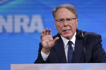 caption: Nation Rifle Association Executive Vice President Wayne LaPierre's spending has come under scrutiny after documents were leaked detailing expensive clothing shopping trips.