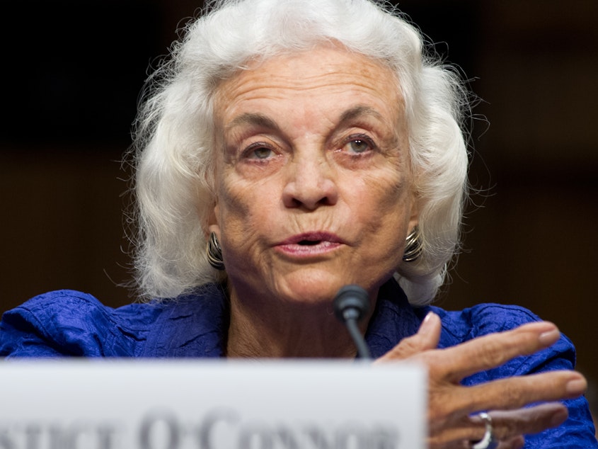 caption: Former Supreme Court Justice Sandra Day O'Connor says she has been diagnosed with "dementia, probably Alzheimer's disease." She's seen here in 2012.