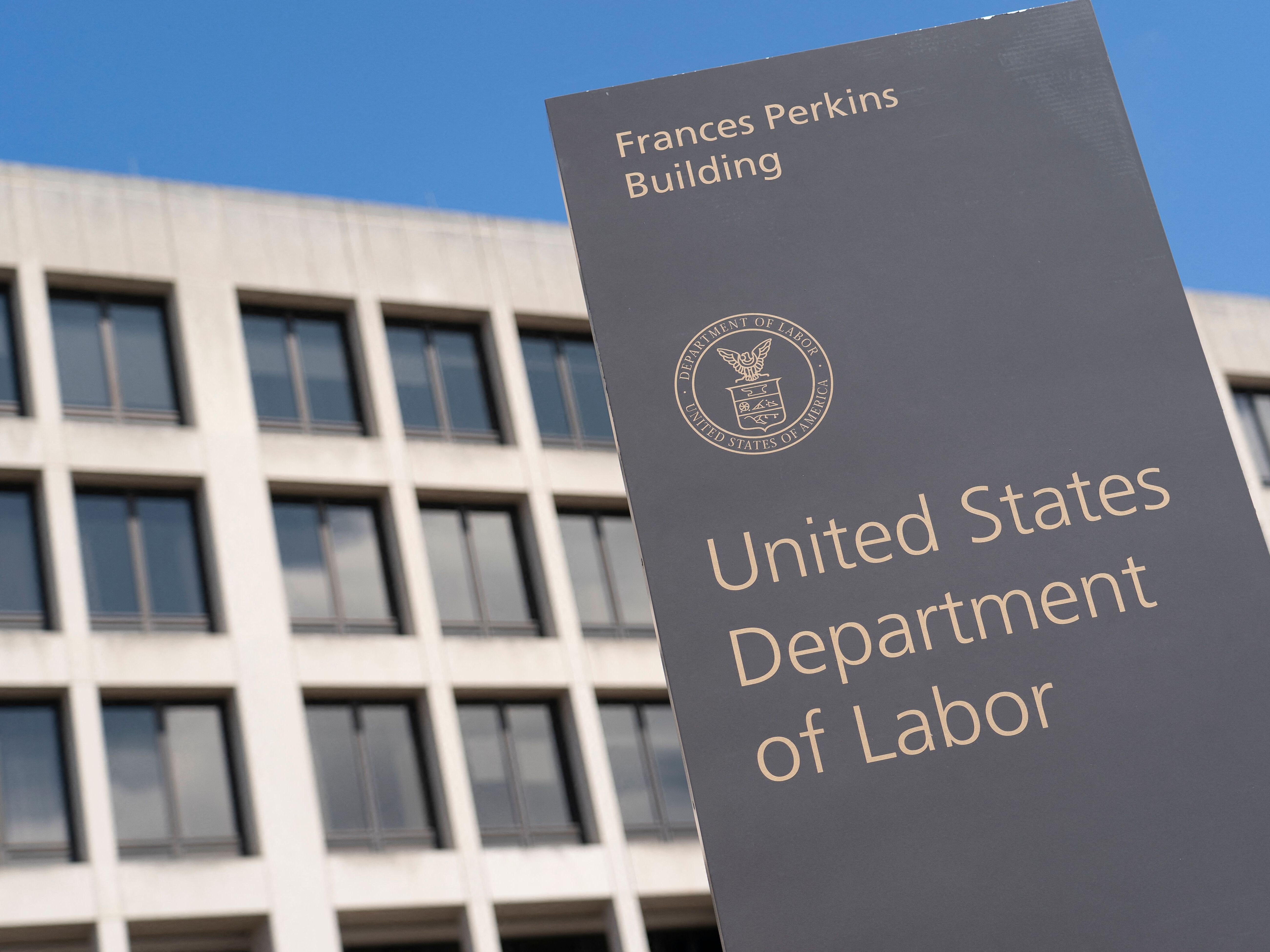 caption: The U.S. Department of Labor building on March 26, 2020, in Washington, D,C. A federal contracting watchdog within the Department of Labor will now be headed by a lawyer who previously represented SpaceX.