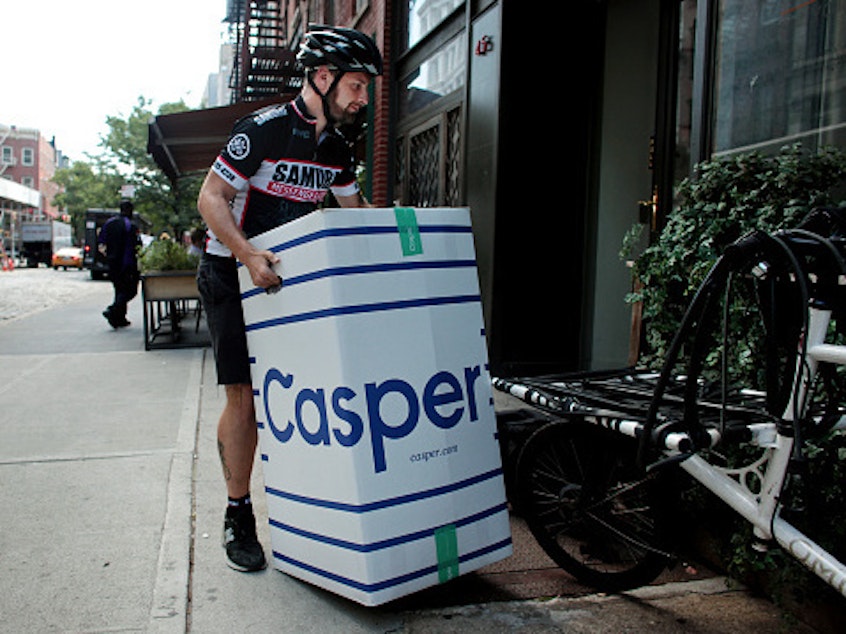caption: Casper changed mattress shopping with the promise of a 100-night "risk-free" trial and easy returns. Now the cost of those returns is being scrutinized as the online company prepares to go public.