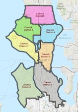 caption: Map of Seattle's Seven Districts