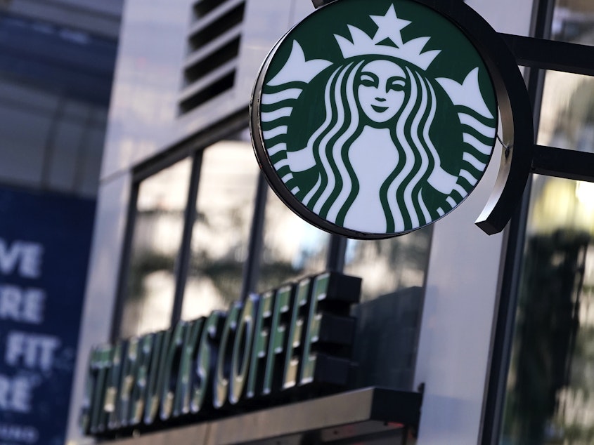 caption: Starbucks workers at three stores around Buffalo, N.Y., have voted on whether to join a union.