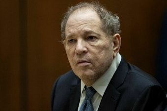 caption: Harvey Weinstein appearing in court in Los Angeles in Oct. 2022.