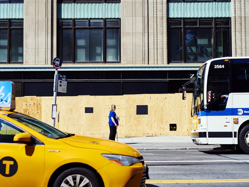 caption: More than half of New York City's households don't have access to a car. Across the country, people without vehicles are weighing their options — or lack thereof — as the pandemic adds a new risk to public transit.