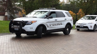 caption: A University of Washington police officer on campus.