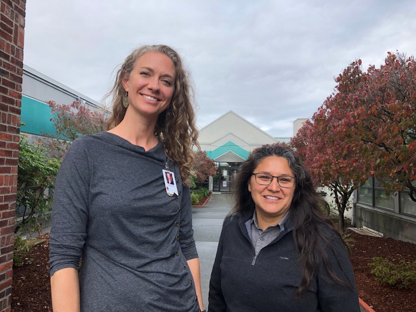caption: Dr. Emily Ashbaugh and Esther Lucero say the Seattle Indian Health Board can get people on medication-assisted treatment within a day. 