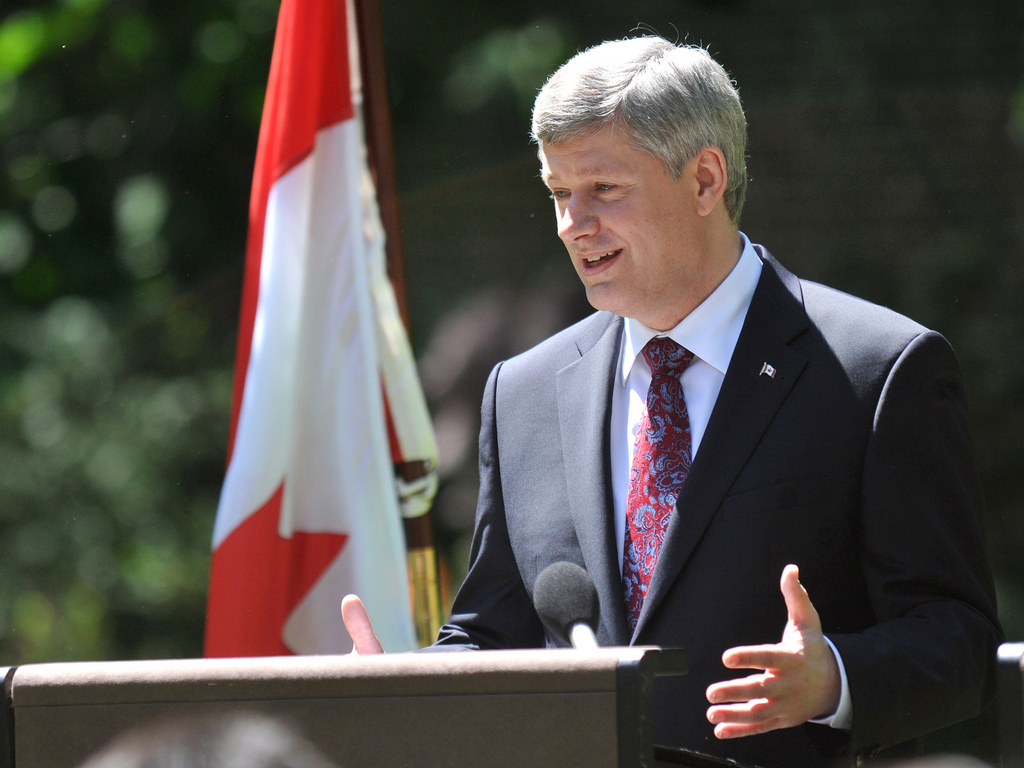 caption: Canadian Prime Minister Stephen Harper.