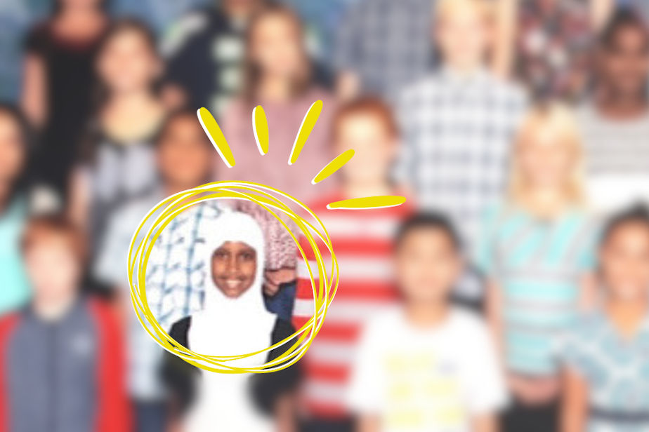 caption: Jehan Hashi in her fourth grade class photo at Marvista Elementary in October 2014.