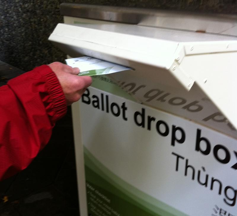 caption: Mailed ballots must be post marked no later than November 6. Or you can drop your ballot at a drop box until 8:00 p.m.