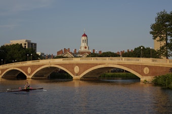 The view of Harvard University  from the Charles River.
