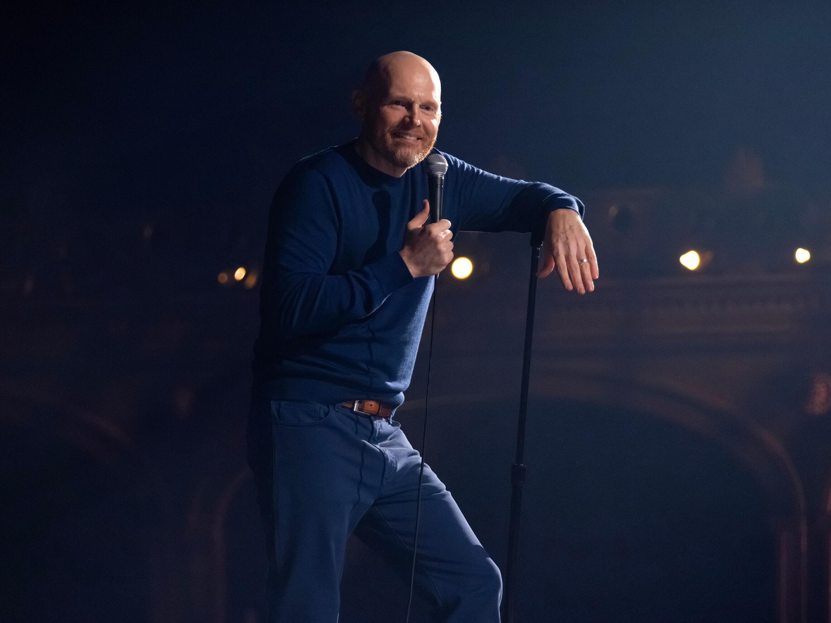 caption: "What I've actually found is that whole myth that you can't be happy and still be funny is a myth," Bill Burr says.