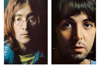 caption: John Lennon, Paul McCartney, George Harrison and Ringo Starr
