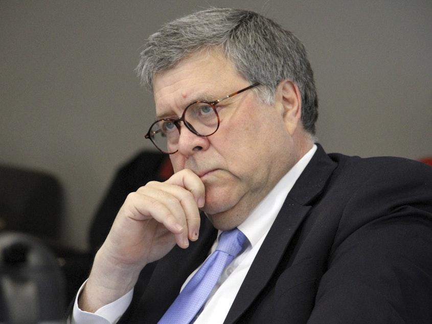 caption: Attorney General William Barr, pictured at an event on Wednesday in Anchorage, Alaska, sat down with CBS to discuss the Russia investigation.