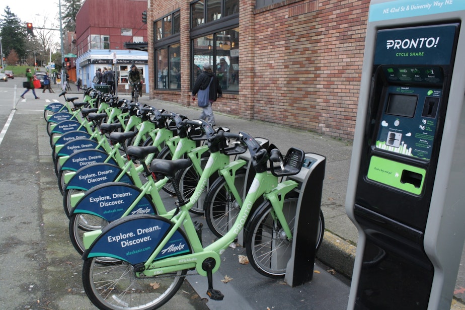 caption: Pronto Bikes in Seattle's University District