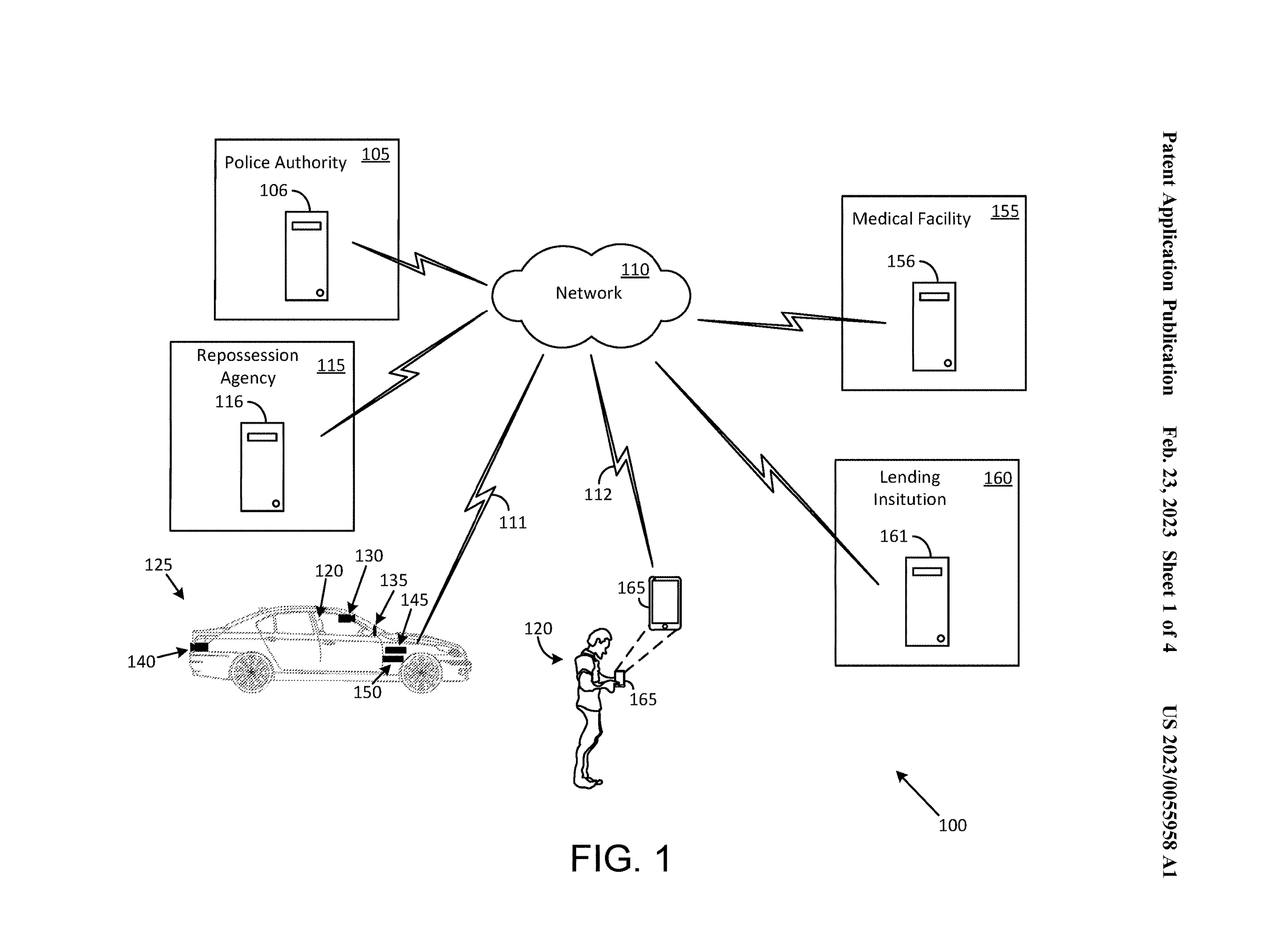 caption: A diagram included in a new Ford patent that imagines a variety of futuristic ways to repossess a car.