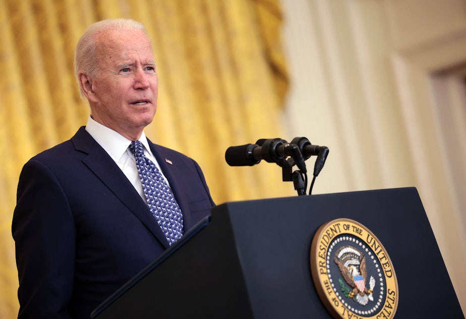 caption: President Biden's strategy will eliminate an option for unvaccinated workers to be regularly tested instead, a source familiar with the decision tells NPR.