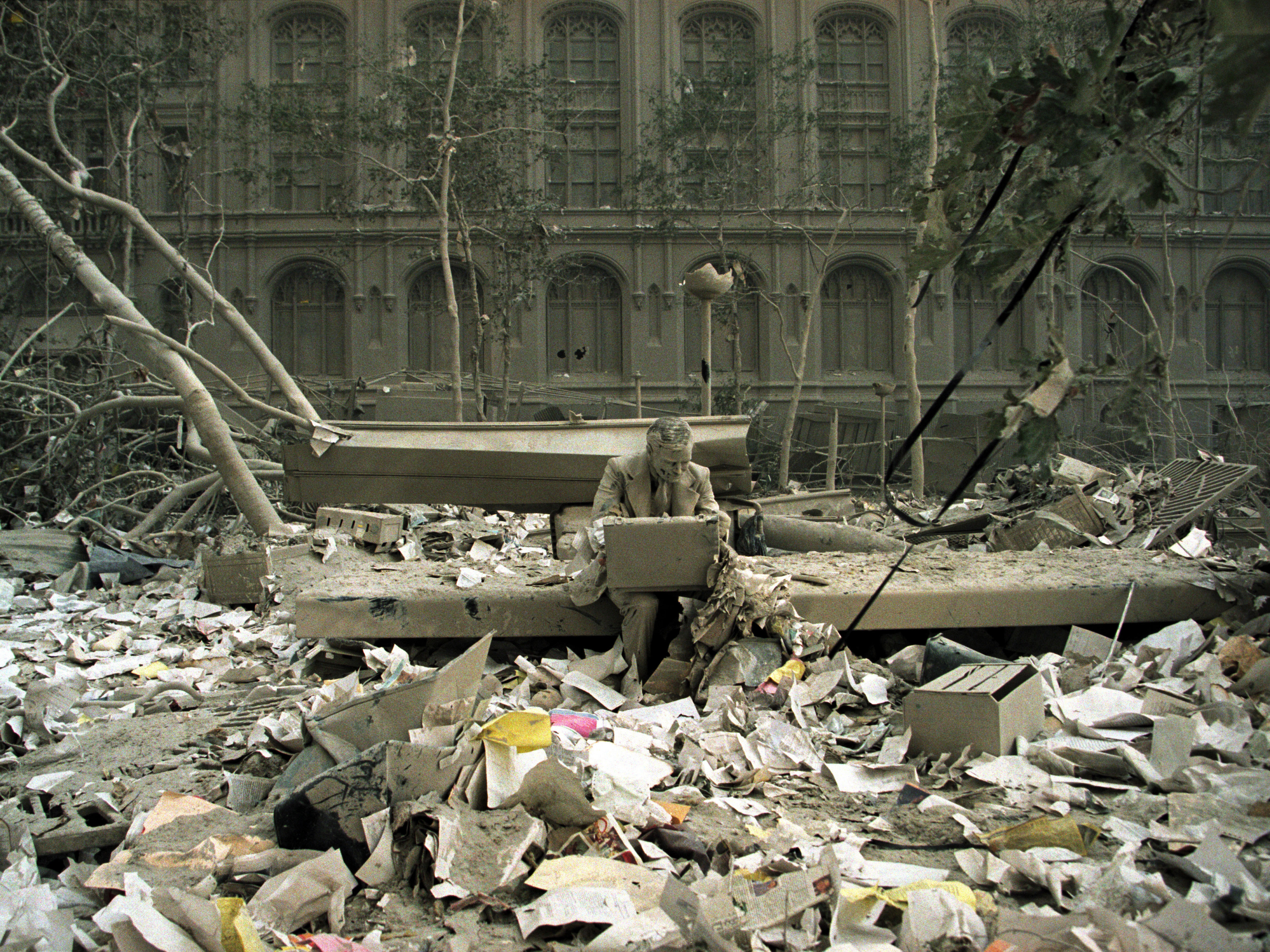 caption: Liberty Plaza on Sept.11, 2001.