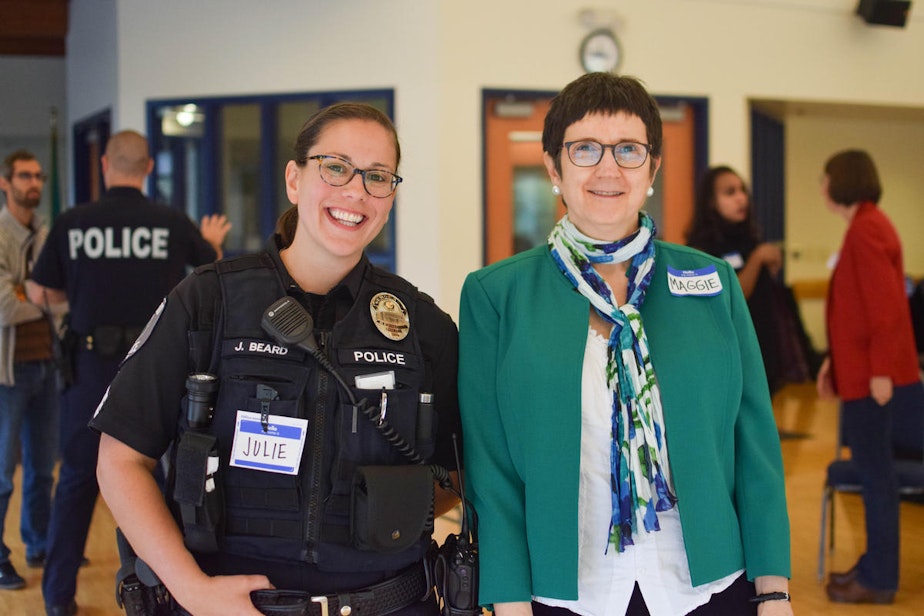 caption: Julie and Maggie at KUOW's Ask a Cop event