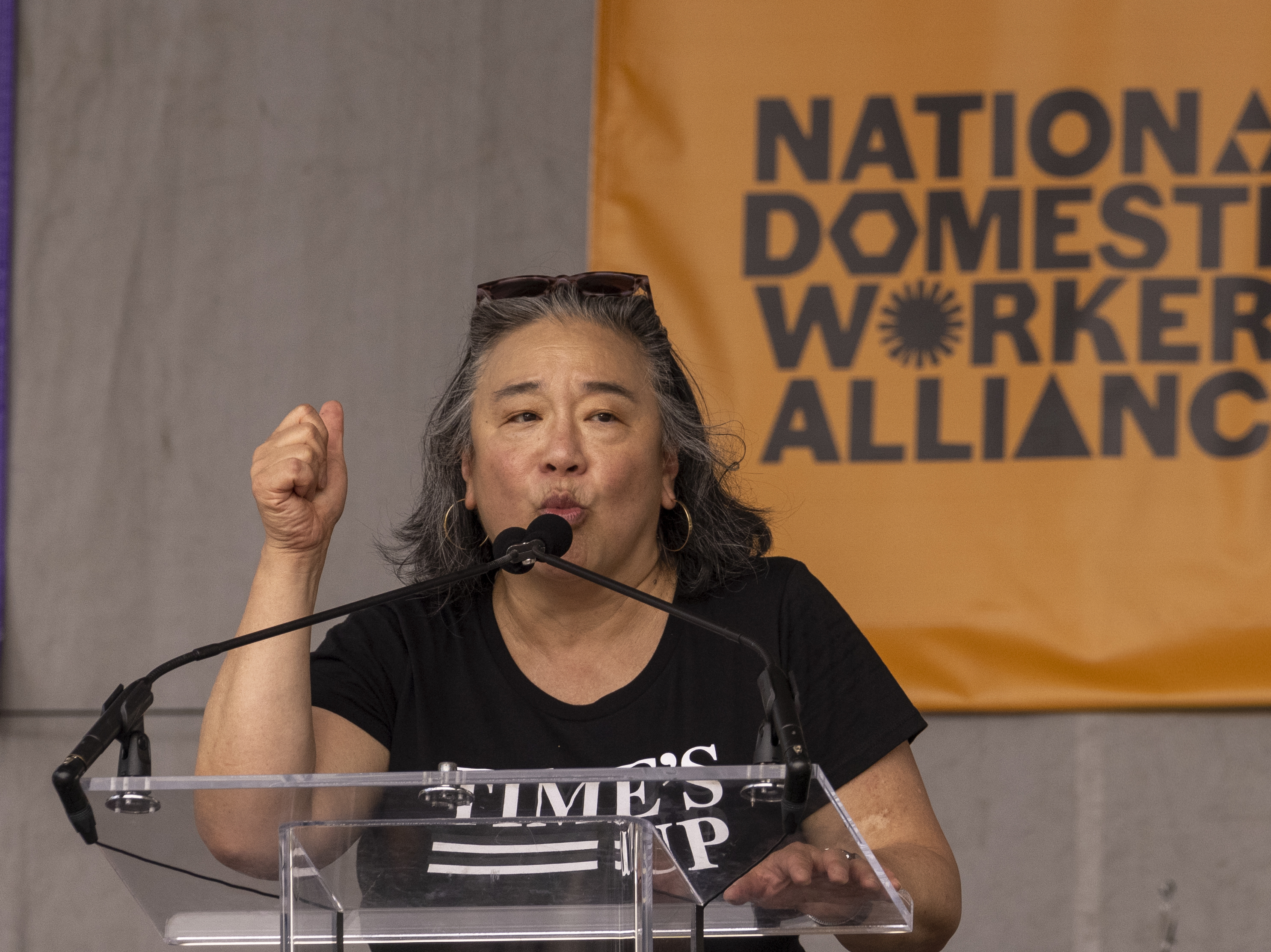 caption: Time's Up CEO Tina Tchen — seen here at an event in July — has stepped down.