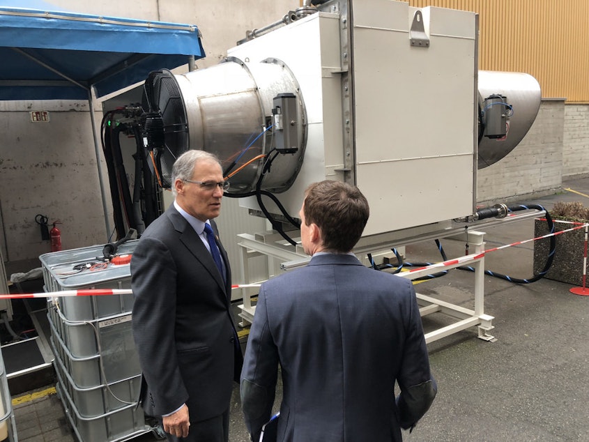 caption: Gov. Jay Inslee leads a study mission to Switzerland to learn more about the country's apprenticeship system November 10, 2017.