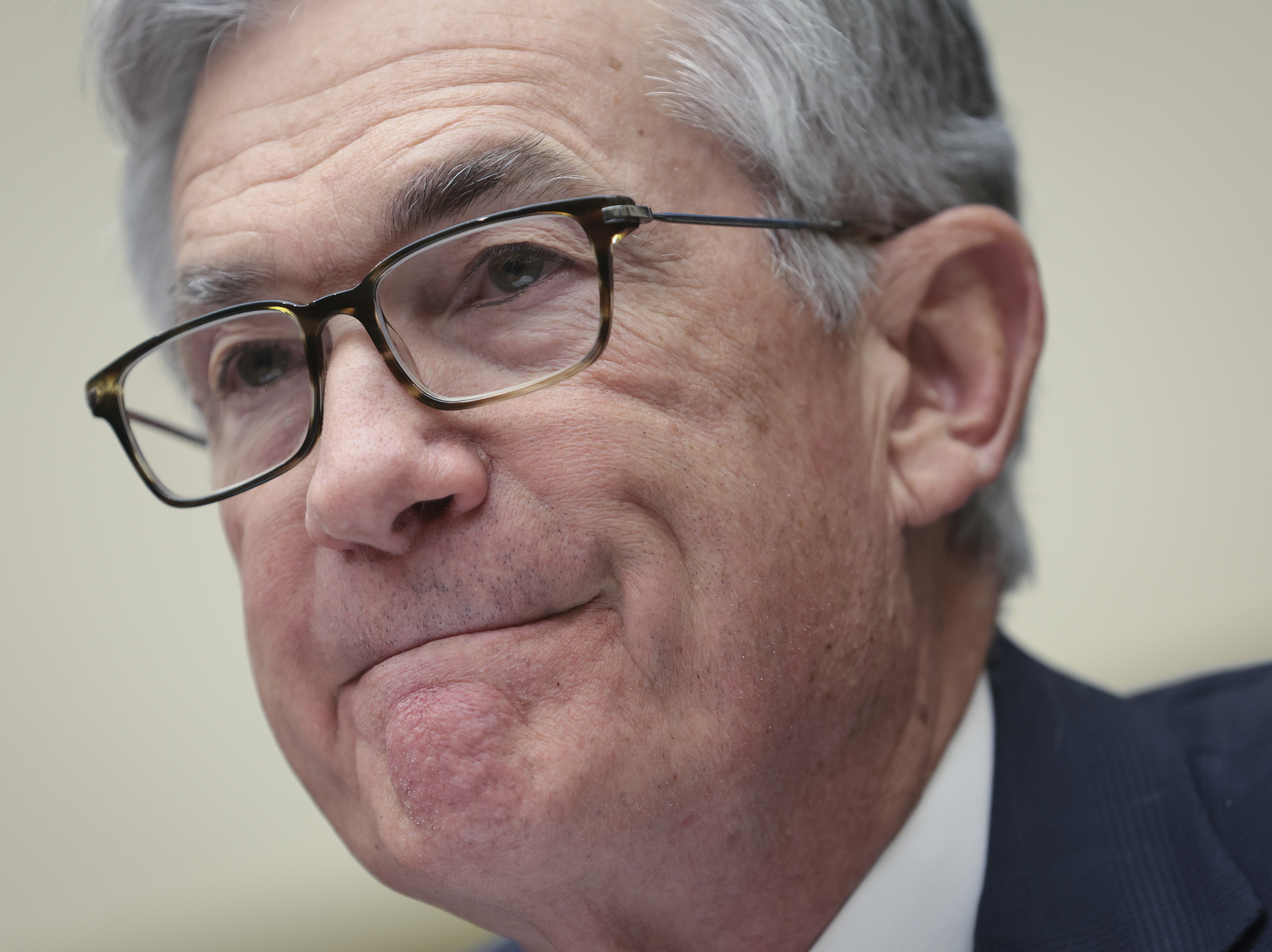 caption: Federal Reserve Chair Jerome Powell testifies about monetary policy and the state of the economy before the House Financial Services Committee in Washington, D.C., on March 2.