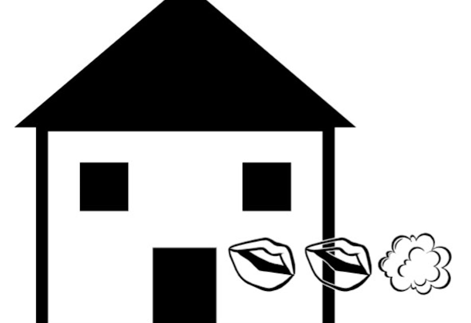 caption: "Coughing in a house," as drawn by AllenAI.