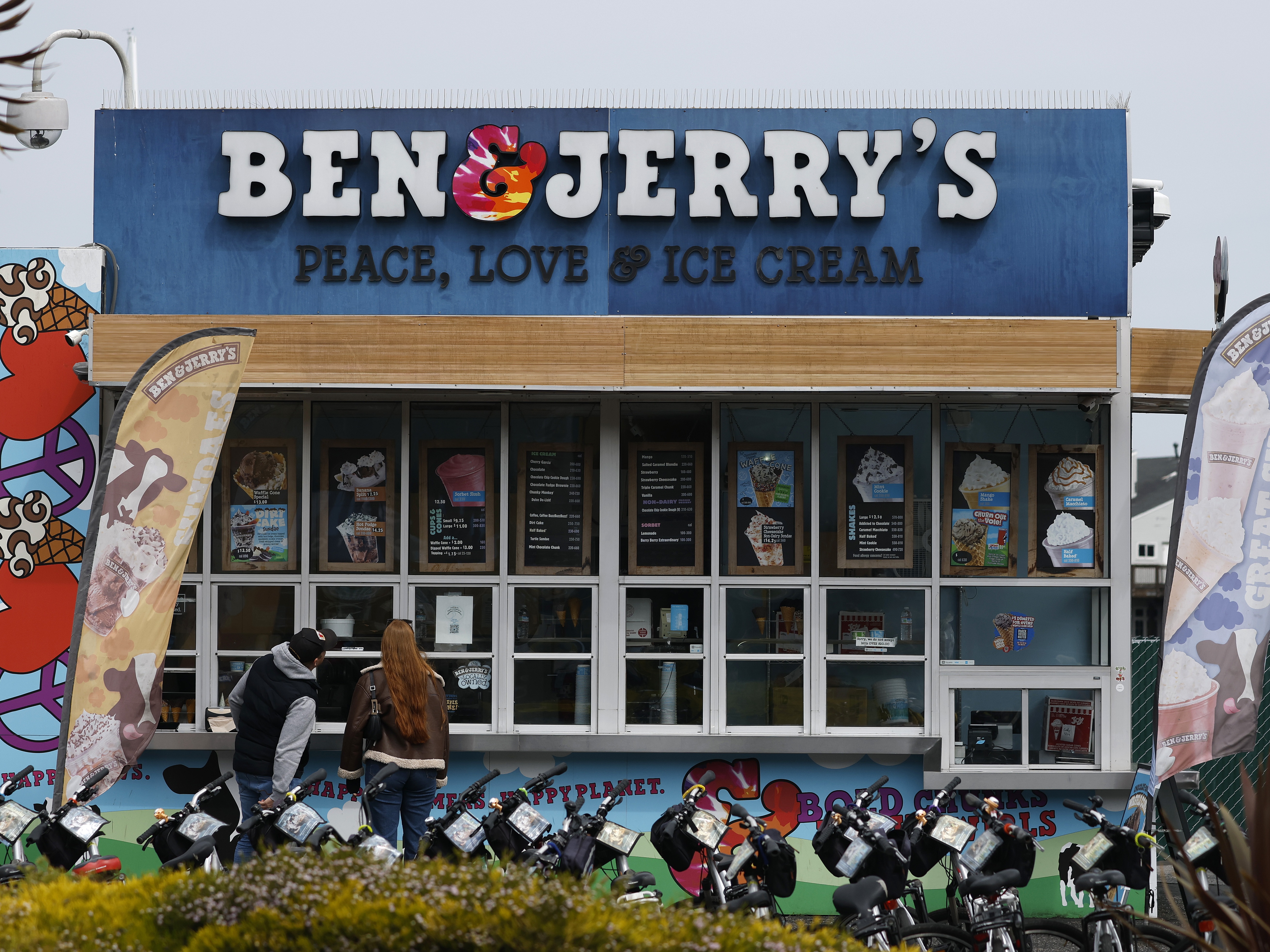 caption: A Ben &amp; Jerry's storefront in San Francisco, pictured Wednesday. The ice cream company says in a legal filing that Unilever unlawfully and abruptly ousted its CEO earlier this month.