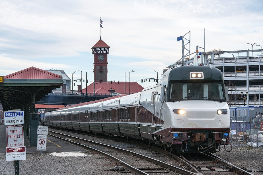 caption: Plans to increase Amtrak Cascades service between Portland's Union Station, shown here, and Seattle are on indefinite hold.