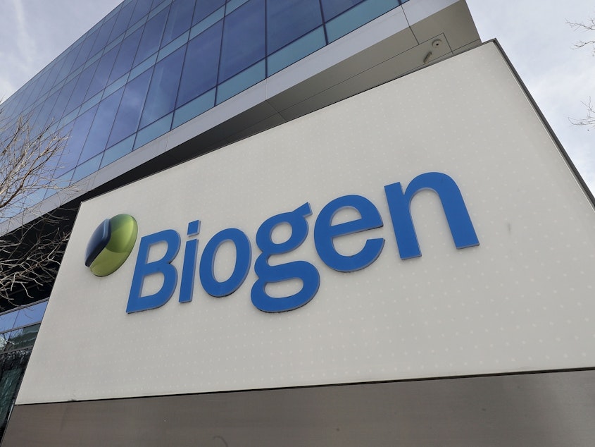 caption: The Biogen Inc., headquarters is shown in Cambridge, Mass. Medicare says it will limit coverage of a $28,200-per-year Alzheimer's drug whose benefits have been questioned.