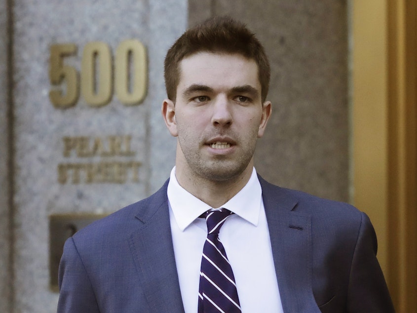 caption: Billy McFarland, pictured in 2018, said he's relaunching the infamous Fyre Festival in response to "interest and demand" in his ability "to bring people from around the world together to make the impossible happen."