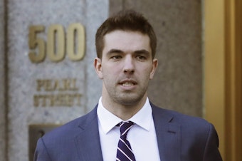 caption: Billy McFarland, pictured in 2018, said he's relaunching the infamous Fyre Festival in response to "interest and demand" in his ability "to bring people from around the world together to make the impossible happen."