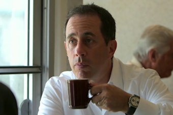 caption: In an episode of <em>Comedians In Cars Getting Coffee</em> called "Larry Eats A Pancake," Jerry Seinfeld has coffee with Larry David.