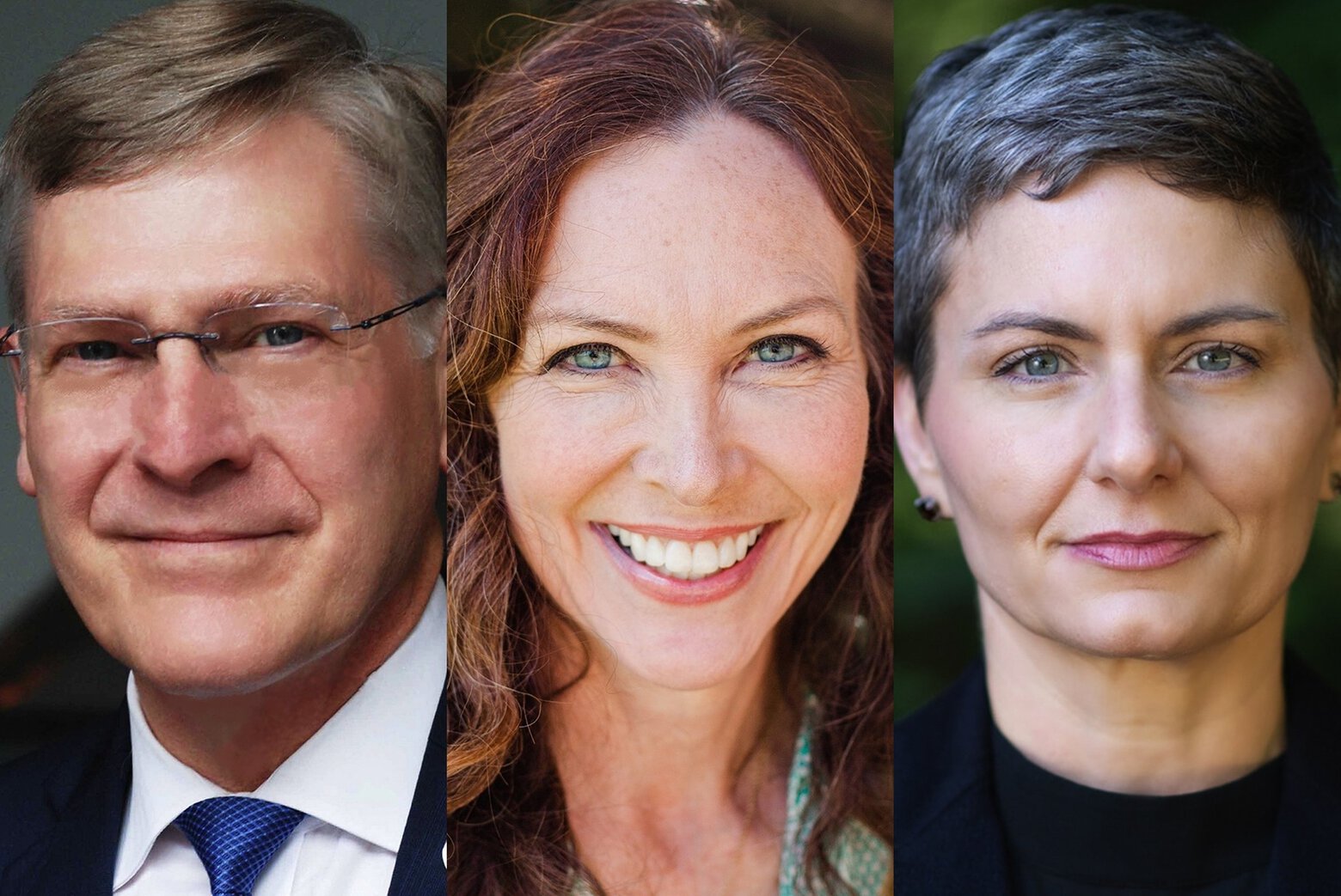 caption: Left to right: Seattle City Attorney candidates Pete Holmes, Ann Davison, and Nicole Thomas-Kennedy.